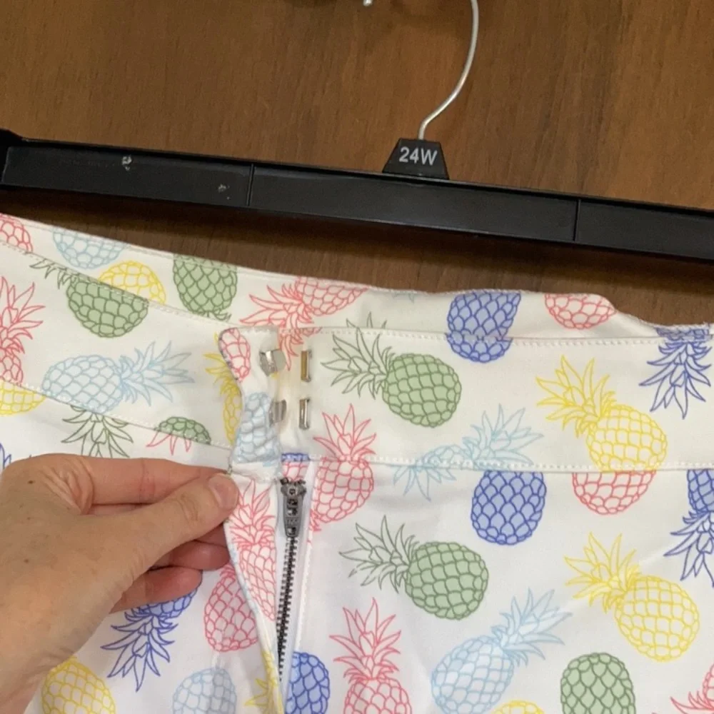 Briggs short multi colored pineapple print white short casual size 20W - Picture 17 of 17